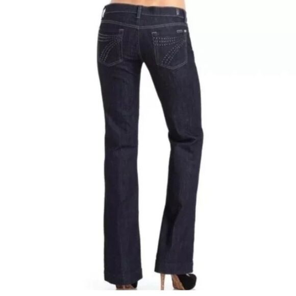 NWOT 7 For All Mankind Jeans Dojo Mercer Crystal Sz 28 Flare Diamanté Dark Wash